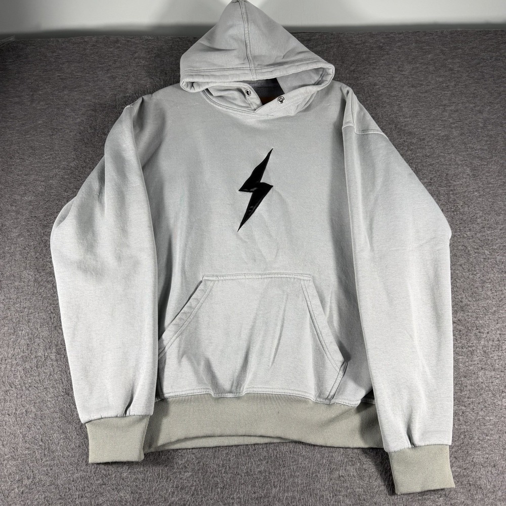 Bruce Bolt Hoodie Mens L Gym Lightening Baseball Pullover USA Gray Workout